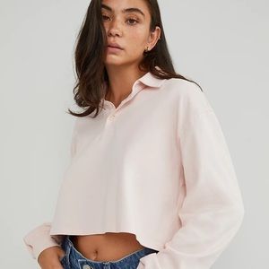 Aritzia Roland polo long sleeve crop top